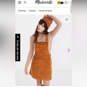 Madewell corduroy overalls dress